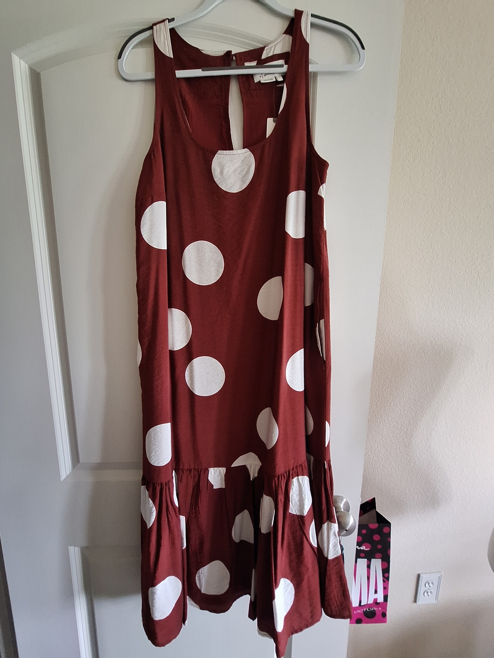 Anthropologie Rust Red Polka Dot Tank Dress Size M - New With Tags